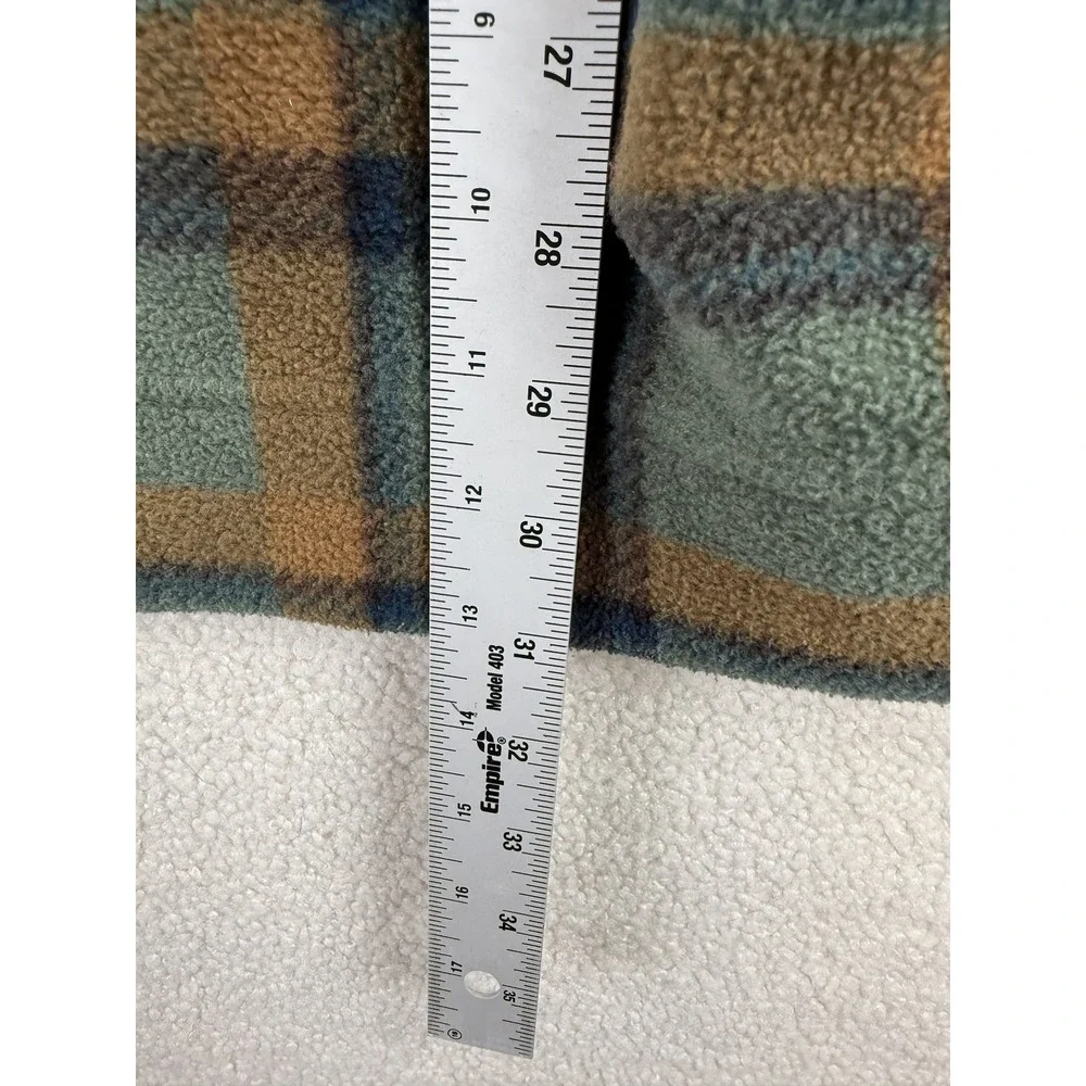 VTG Tommy Hilfiger Plaid Fleece Quarter Zip Mens XL Green Tan Vintage Gorpcore